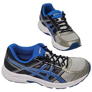 ASICS GEL Contend 4 Men Running Shoes Black Blue Silver Athletic Sneakers Size 9
